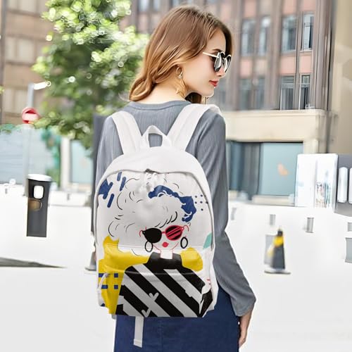Image of DIY Canvas Backpack White Backpack Large Casual Daypack Satchel Laptop Backpack Unisex, standard