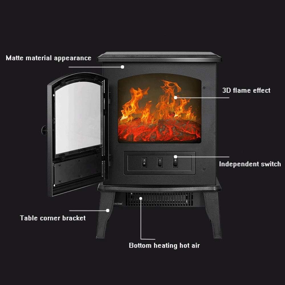 Electric Fireplace, Electric Fireplace,Fireplace Stove Heater,Freestanding Fireplace,2000W Log Burner Electric Fire Stove Electric Fireplace Heater with Realistic Flame Effect, Overheat Protection ele