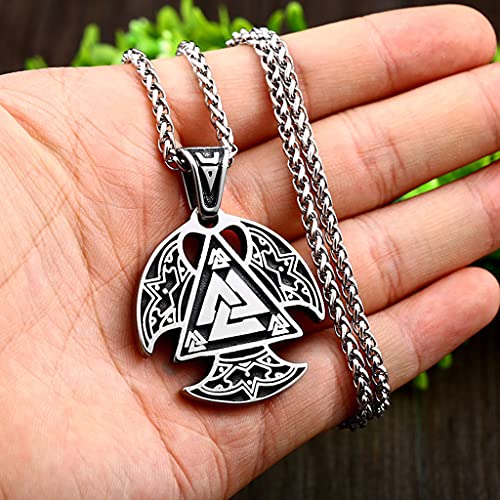 Pendentif Viking Valknut anti-rouille en acier avec chaîne robuste - 4