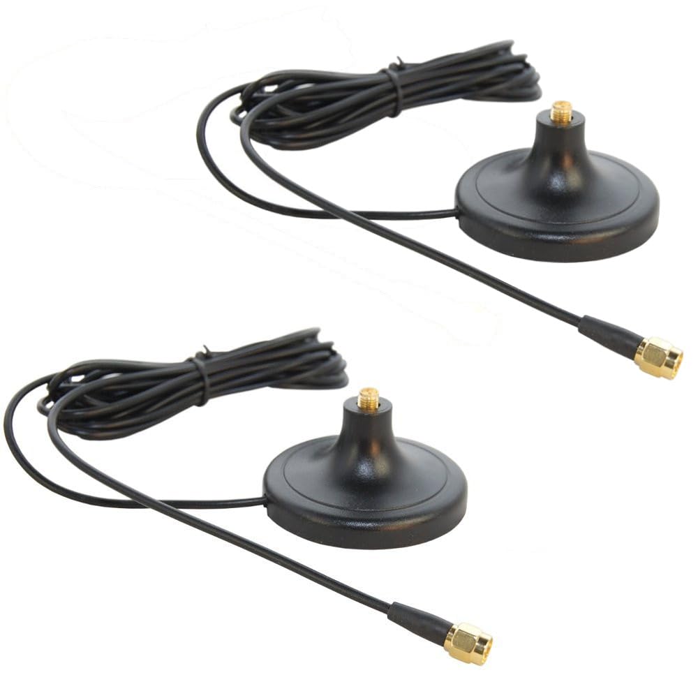 HQRP 2-Pack 3M RP-SMA WiFi Antenna Extension Cable Connector Magnetic Base Compatible with D-Link Antenna DWL-7100AP / WDA-1320 / DWL-AG530 / DWL-G820 / DWL-G800AP / DWL-G700AP