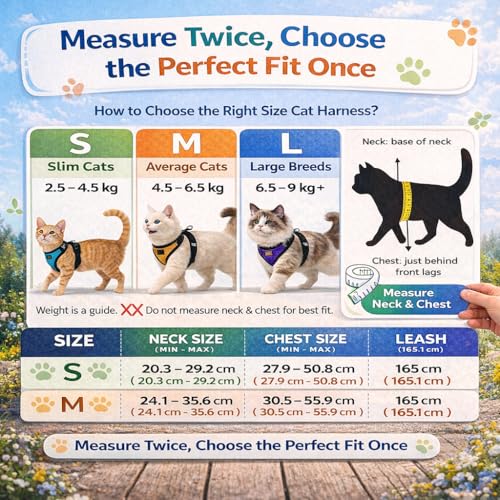Image of Berlin's Cat Harness with Leash for Outdoor, Walking, Escape Proof, Air Mesh Fabric, Easy Control, Adjustable & Durable Cat Leash with Harness for Cats (Black-Blue, Small)