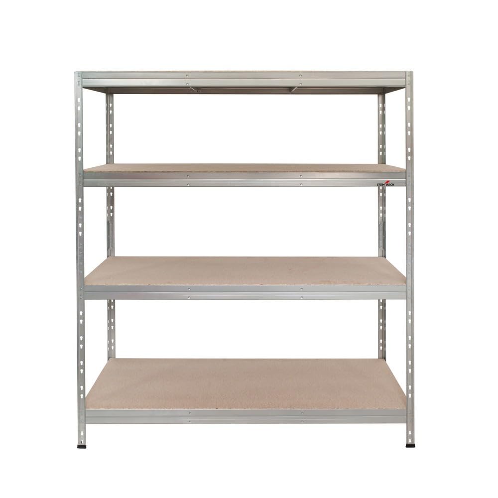 Steinbock Schwerlastregal - HxBxT 180 x 160 x 60 cm - verzinkt - 1.000 kg Tragkraft - Steckregal mit 4 Böden - 250 kg Fachlast - Made in EU - Werkstattregal aus verzinktem Stahl - Metallregal