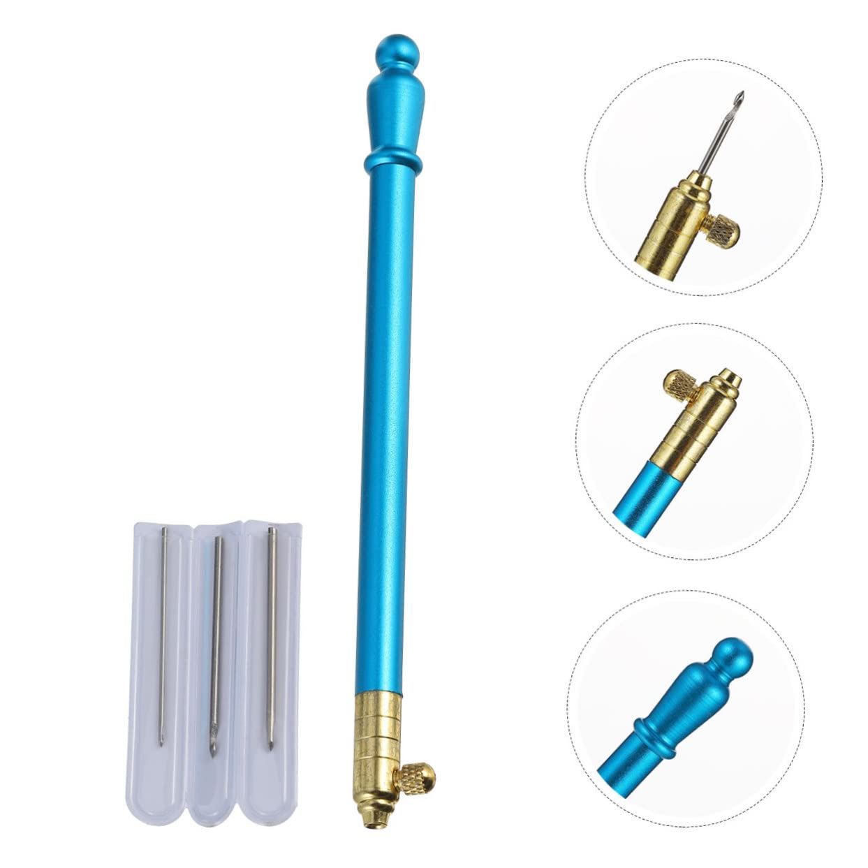 HOODANCOS 3juegos Agujas De Bordado Punch Needle Mango Ergonómico y Antideslizante Para Manualidades De Costura Kit De Agujas Para Tejer y Bordar Para Proyectos Creativos