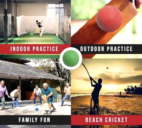 Image of Multi Color Rubber Stumper Cricket Ball Durable Standard Size, Lightweight, Practice & Training, High Grip, Bounce, Outdoor & Indoor Use, for Gully Cricket, Adults & Kids