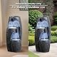 Teamson Home Garten Outdoor Brunnen Moderner 3-stufiger Kaskaden-Urnenbrunnen mit LED-Lichtern, Einstellbarer Fluss, schwarzes Steinoptik-Finish