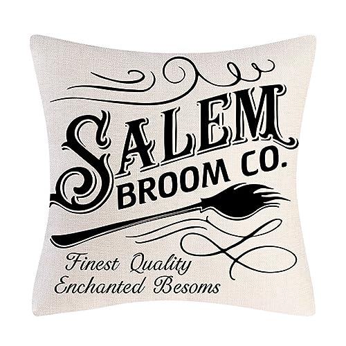 Image of PSDWETS Halloween Decor Throw Pillow Covers Set of 4 Halloween Decorations Hocus Pocus Farmhouse Saying Fall Pillow Covers 18 x 18 Inches for Home Couch