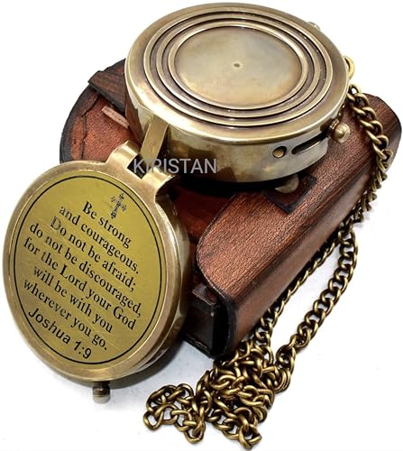 Brújula de bolsillo con grabado y estuche de cuero miniatura 3