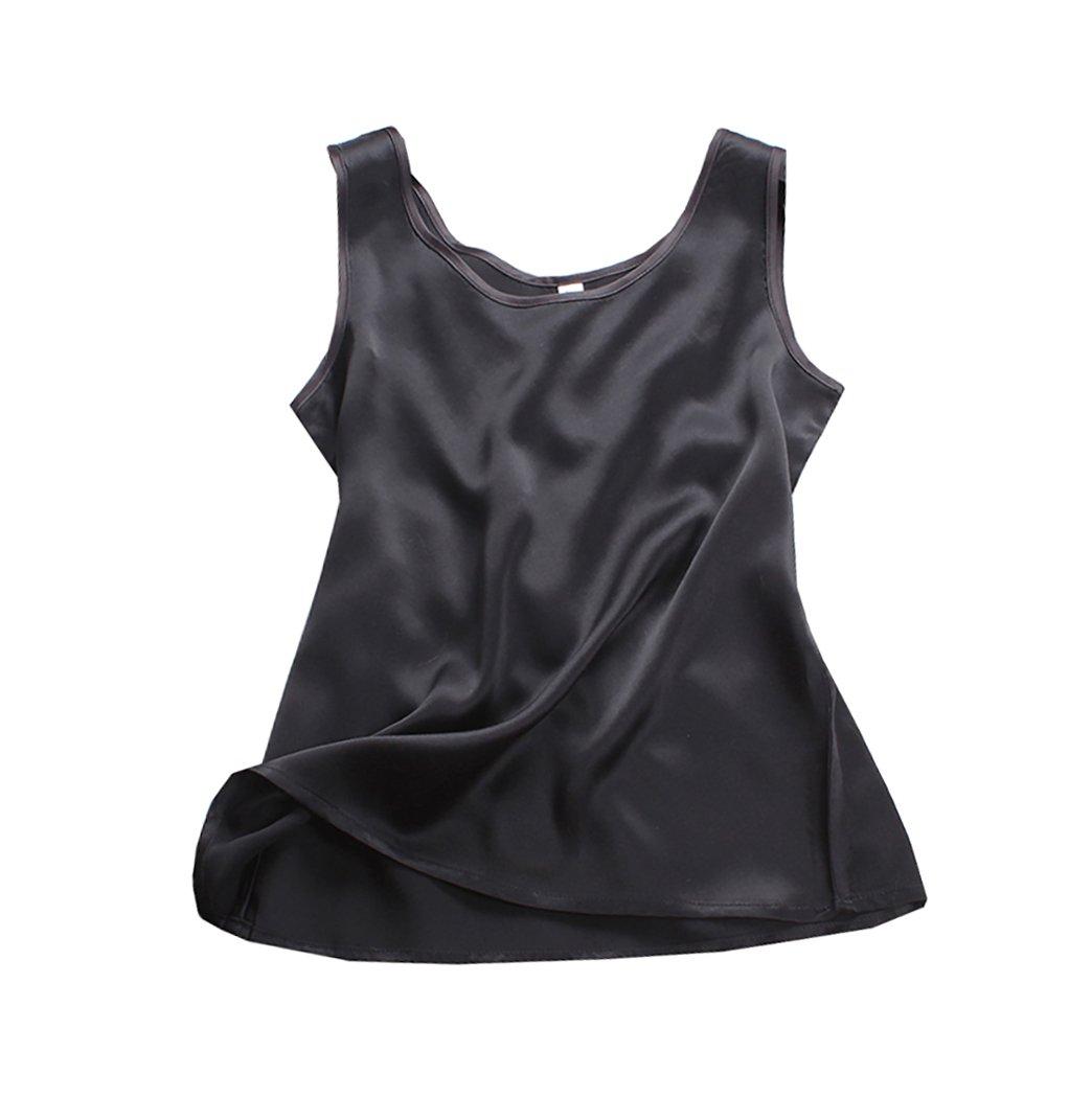 Lsharon Silk Women's Black 100% 19 Momme Mulberry Silk Blouse Tank Top (L(Tag Xl), )