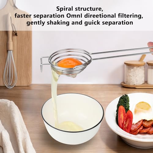 Separatore Uova in Acciaio Inossidabile, Separa Tuorlo da Albume, Professionale, Lavabile in Lavastoviglie, per Cucina e Preparazione di Torte - immagine 5