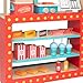 Movie Theatre Snack Bar Wooden Playset- Pretend Concession Stand Holiday Fun- Full Set w Popcorn Machine Hot Dogs Candy Bars Sodas Cash Register Credit Card- Kids Food Activity Center