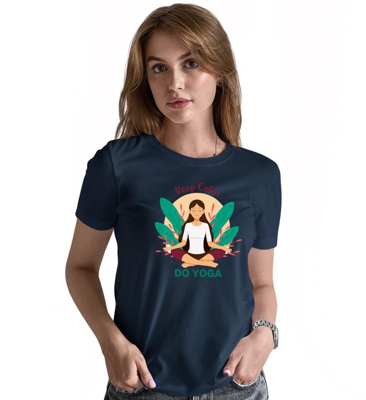 Image of INDISSH Women's Regular Fit Half-Sleeves YOGA8 Themed Garphic Printed Tshirt|Regular Wear T-Shirt for Women's| Pack of 1 T-Shirt|