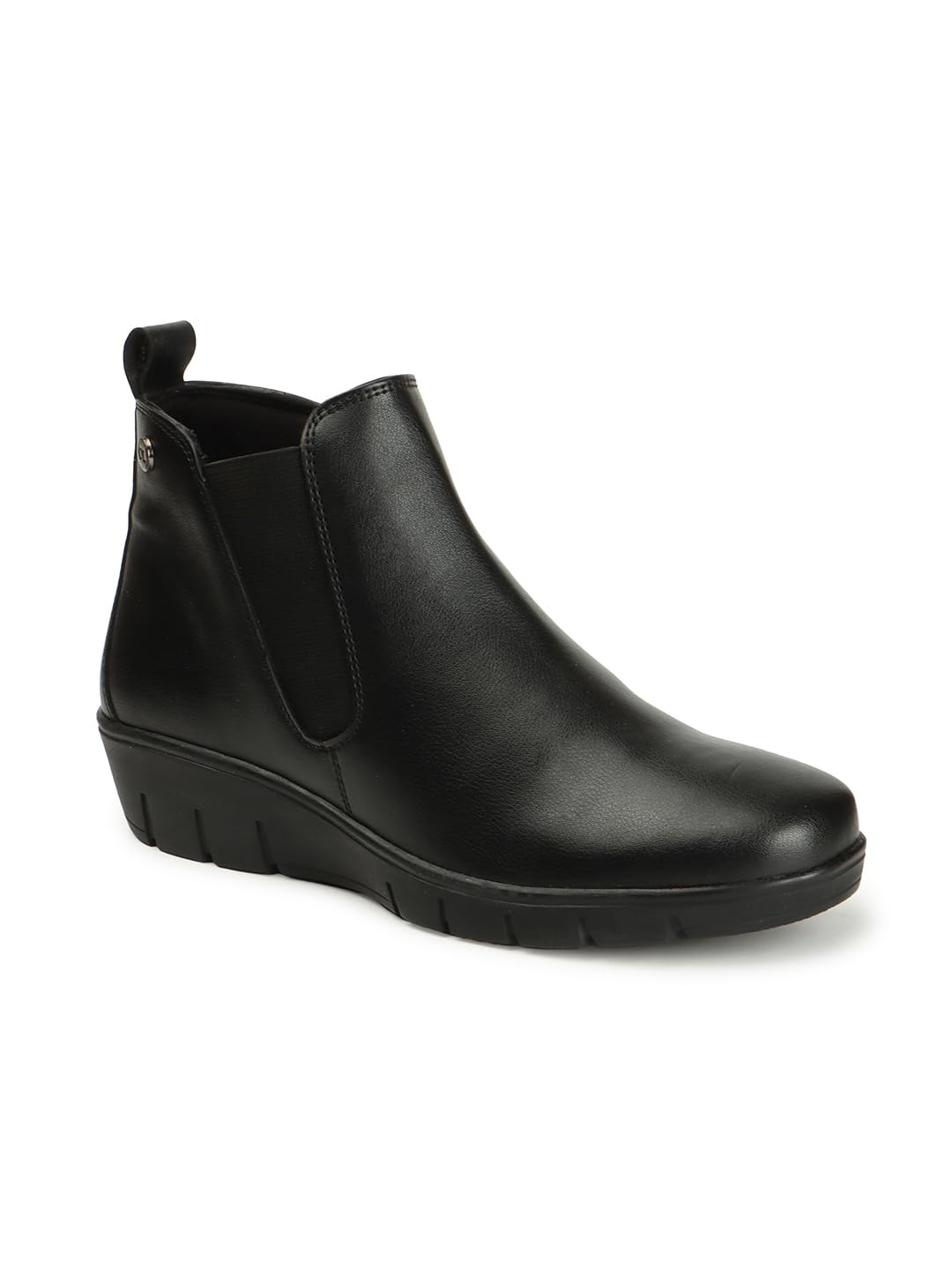 Women's Boots Slip-on Accent and Elastic Side Panels,Casual Boot