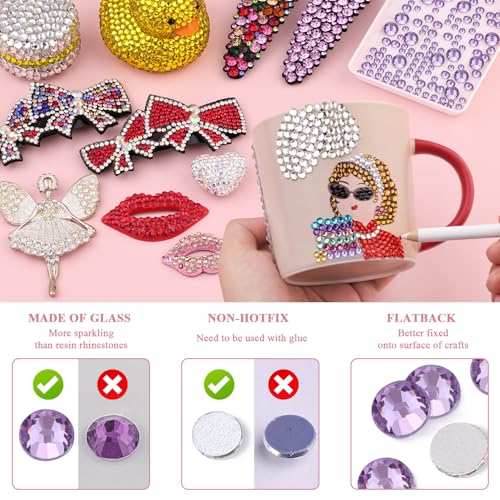 Image of 2000PCS SS20 /5mm Crystal Glass Rhinestones for Bedazzling (Violet) | Flatback Rhinestones for Crafting DIY Nail Art Makeup Decoration, Gems Diomand Charms for Tumbler Shoes Clothing Mug