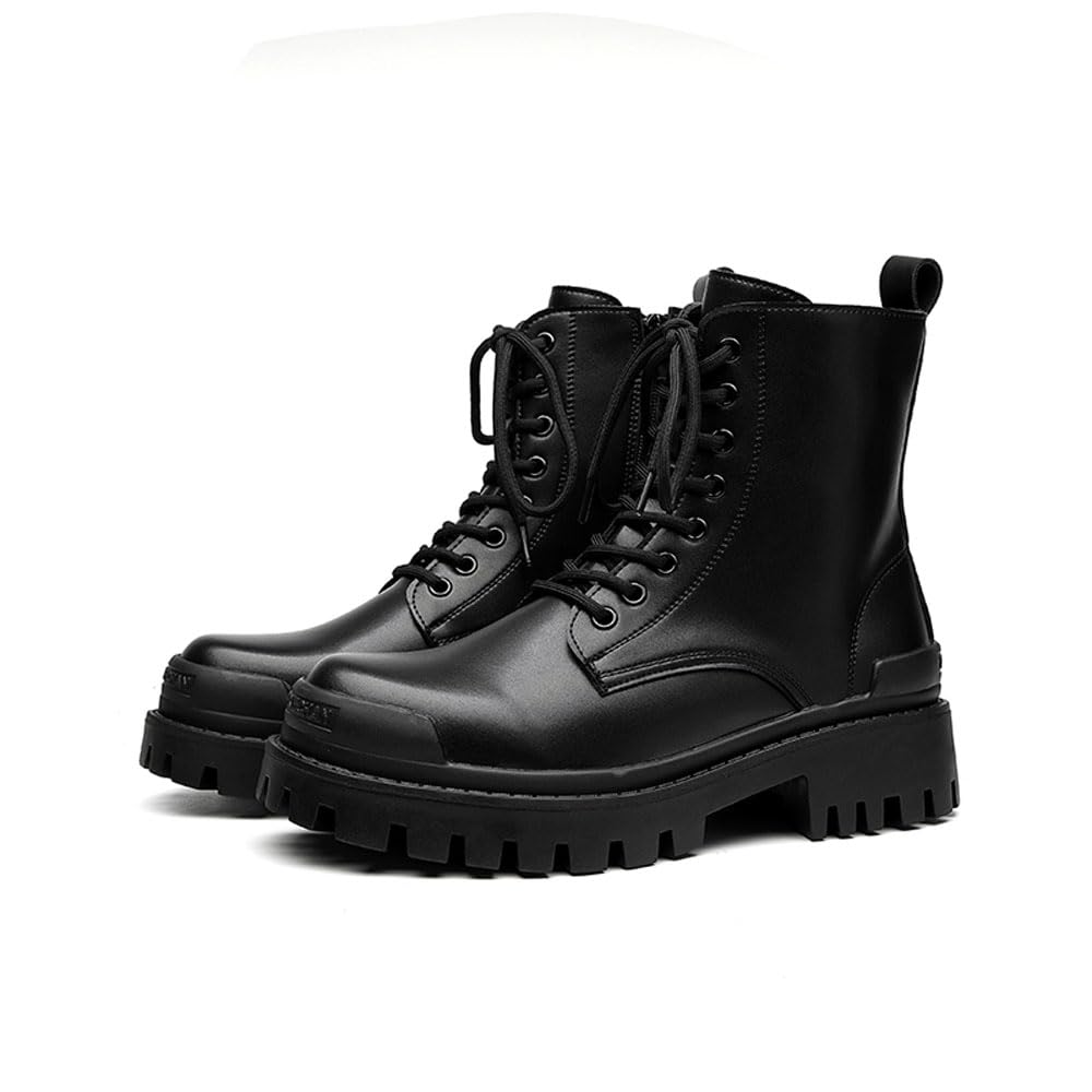 MANLADUO Bottes Oxford britanniques vintage pour homme avec semelle épaisse, fermeture éclair latérale et style Derby classique – Inspiré de la moto