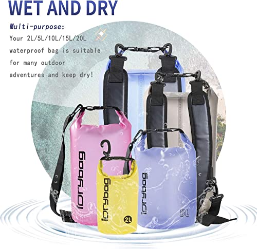 IDRYBAG Clear Dry Bag Waterproof Floating 2L/5L/10L/15L/20L, Lightweight Dry Sack Water Sports, Marine Waterproof Bag Roll Top for Kayaking, Boating, Canoeing, Swimming, Hiking, Camping, Rafting - Thumbnail 5