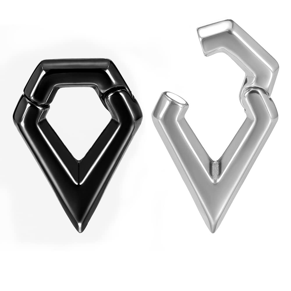 ERKUOO 2 PC Ear Hangers Calibri Peso dell'orecchio in acciaio inossidabile Espansore Penzolare Tunnel auricolari Tappi Barella Piercing Gioielli 6mm-8mm