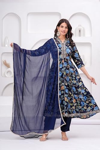 Image of MANHAREE | Women's Rayon Kurta with Pant & Dupatta Set