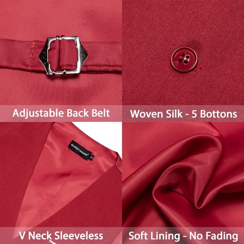Barry.Wang Mens Suit Vest Linen Formal/Casual V-neck Waistcoat Tie Bow Tie Set Solid Color 6PC Wedding Party Tuxedo 5