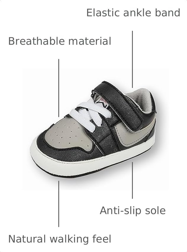 Image of Clowora Unsex Baby Shoes Boys Girls Infant Sneakers Non-Slip Soft Rubber Sole Toddler Crib First Walker Lightweight Shoes
