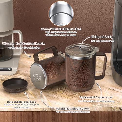Image of Felibeaco Coffee Mug Warmer &Mug Set for Desk, Smart Coffee Cup Warmer with 16oz Heated Mug, Cup Heater with Auto Shut Off for Office /Home, Coffee Gifts for Men&Women, for Dad, Wood