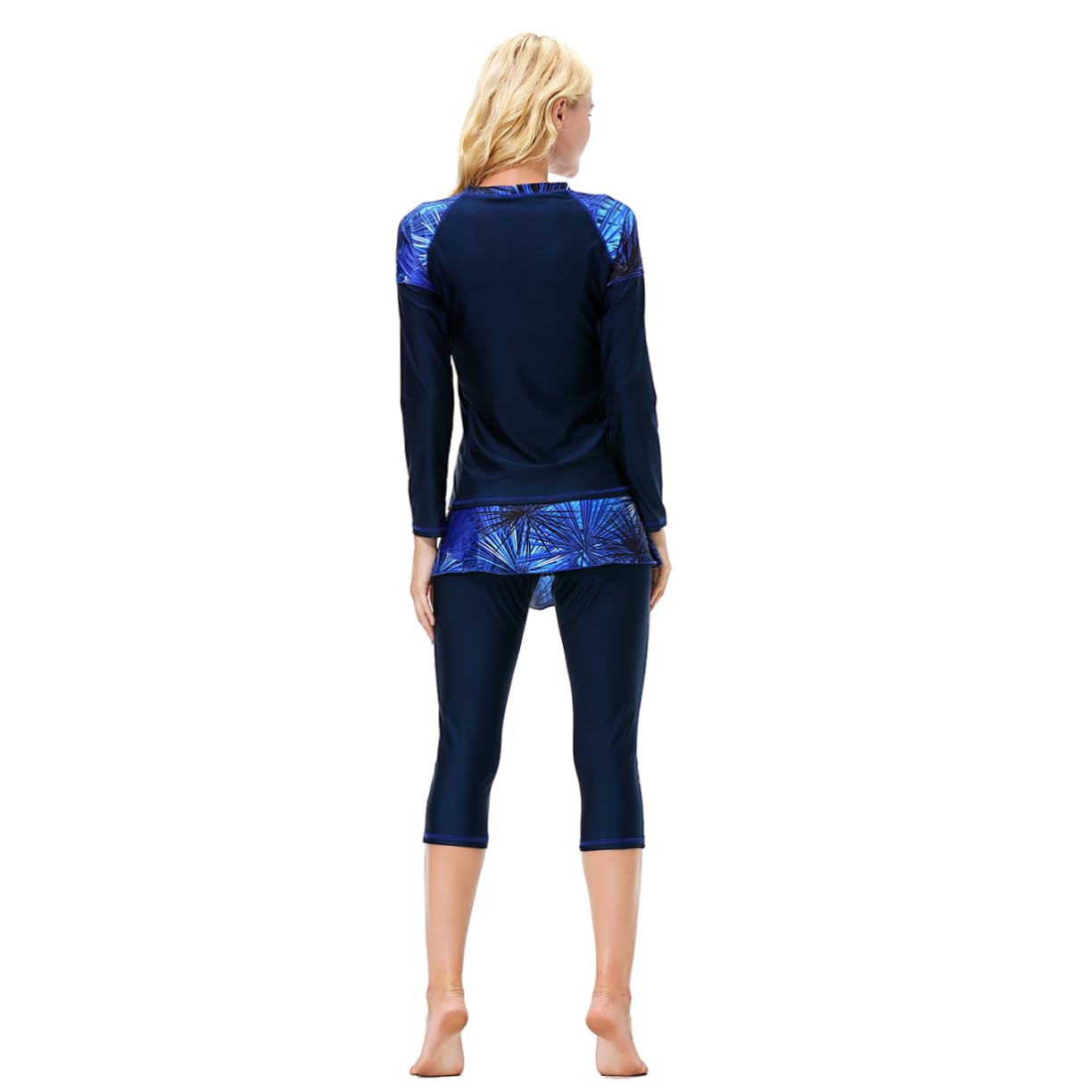 Traje De Baño Conservador De 3 Piezas Kit De Pantalones De Abrigo De Baño Traje De Baño Modesto Vestido De Playa para Mujer Ropa De Playa para Mujer Vestido De Natación para