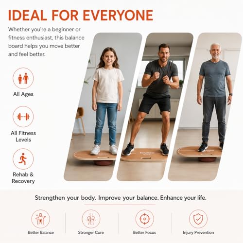 Image of Standing Desk Balance Board - Lightweight & Portable 28 inchx13 inch Wobble Board for Active Standing, Improving Balance & Core Strength at Office or Home