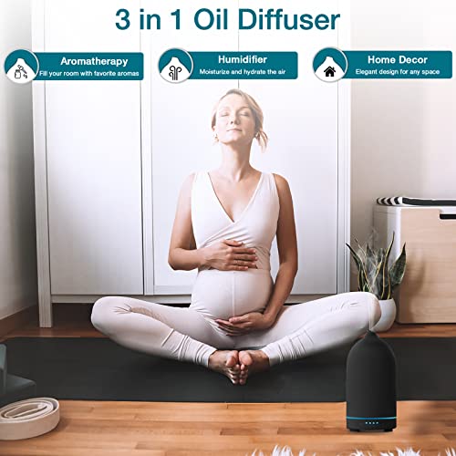 Bobolyn Essential Oil Diffuser Ceramic Aromatherapy Ultrasonic Cool Mist Aroma Oil Diffuser Fragrance 150ml with Waterless Auto Shut-Off and 7-Color LED Light for Home Yoga Spa - Image 4
