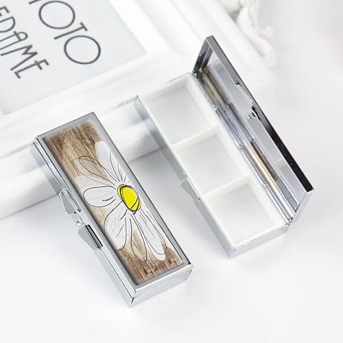 Miniatura 3 de Pastillero de margaritas florales para bolso o pastillero de bolsillo, cajas decorativas, caja de regalo, organizador de píldoras para pastilleros