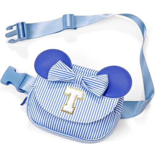 Image of Daughter Gifts - Birthday Gifts for 3 4 5 6 7 8 9 10 11 12 13 Year Old Girls, Initial Fanny Pack Crossbody Bag Belt Bag Purse for Teen Girls Blue T