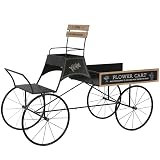 Metal DRW Carro de Caballos Jardinera de Metal en Negro 121x168x69 cm