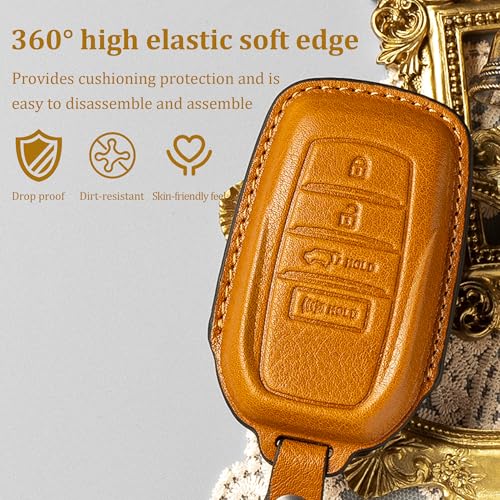Image of for Toyota Key Fob Cover Leather car Key case fits 2027 2026 2025 2024 Grand Highlander Camry Crown Signia Highlander Venza Land Cruiser Accessories
