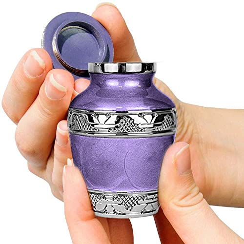 Image of Trupoint Memorials Cremation Urns for Human Ashes, Silver Lining Decorative Burial Urns for Male and Female, Funeral Memorial Urn for Women and Men - Purple, 1 Keepsake