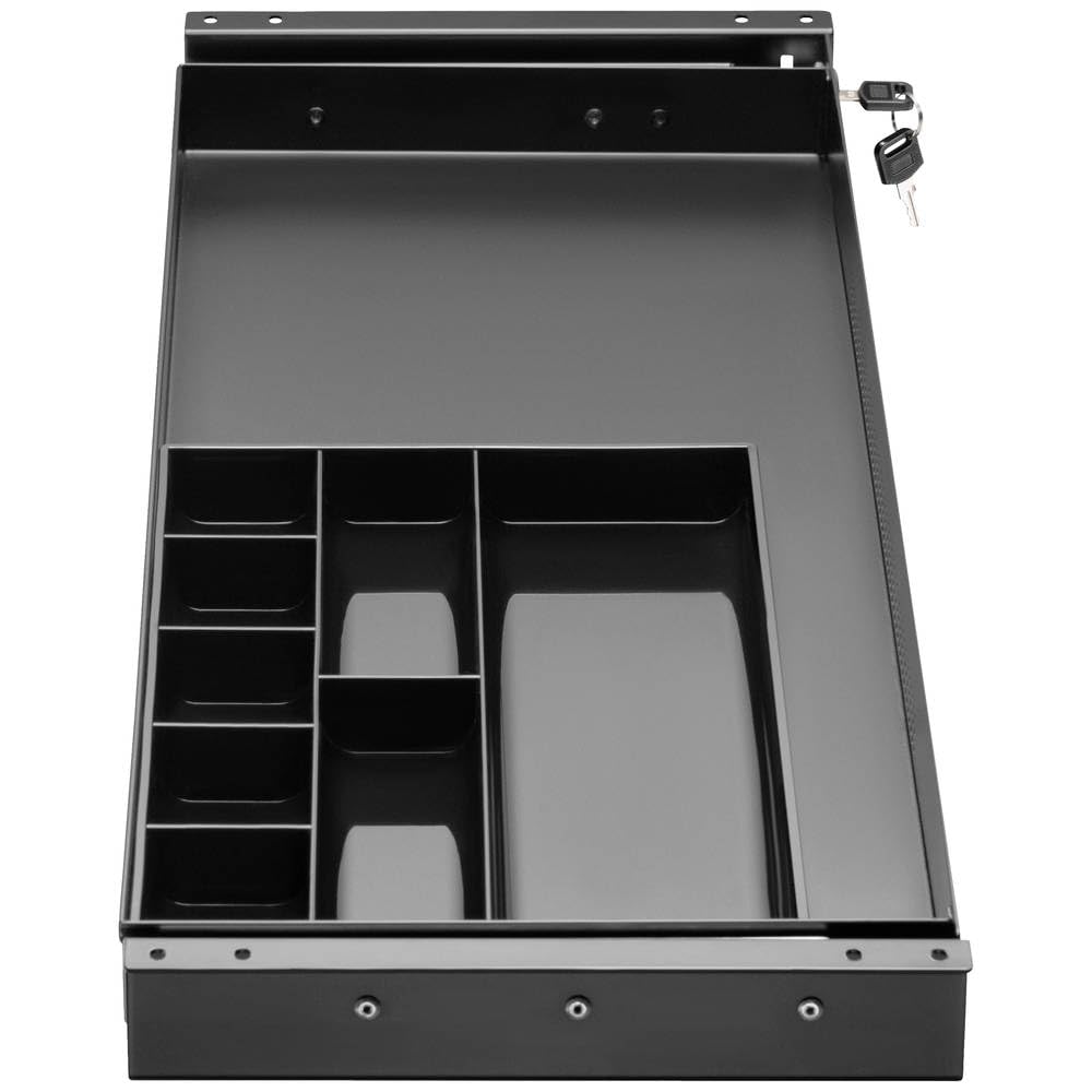 Speaka Professional SP-10938492 - Cajón para debajo de la mesa (740 x 449 mm, con cerradura), color negro