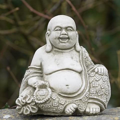Laughing Buddha Stone Statue for Gardens Cover