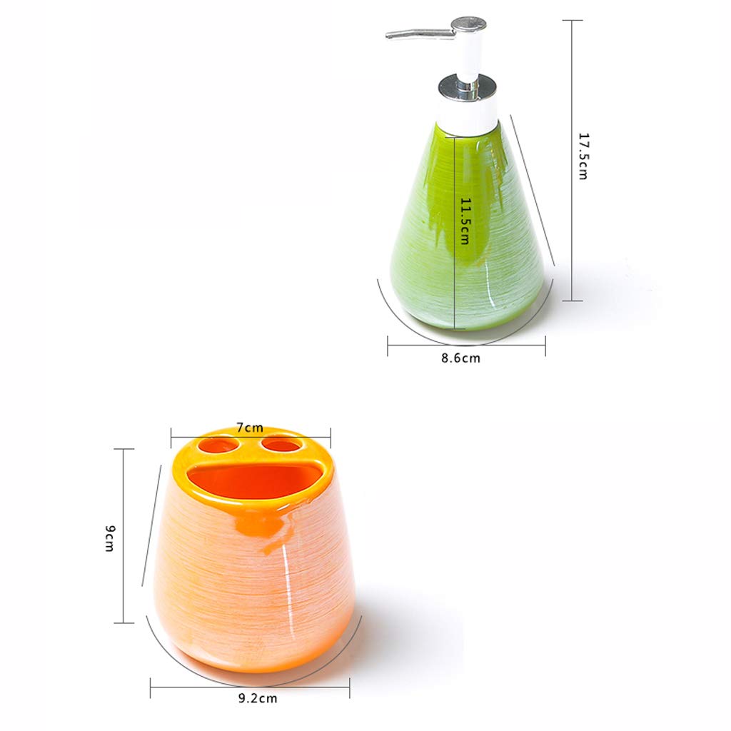 HYLR luxuriöse Bunte Keramik Badezimmerzubehör-Sets 5-teilig Badezimmerzubehör-Sets Zahnbürstenhalter Tasse Spülbecher Seifenspender Badezimmerdekoration