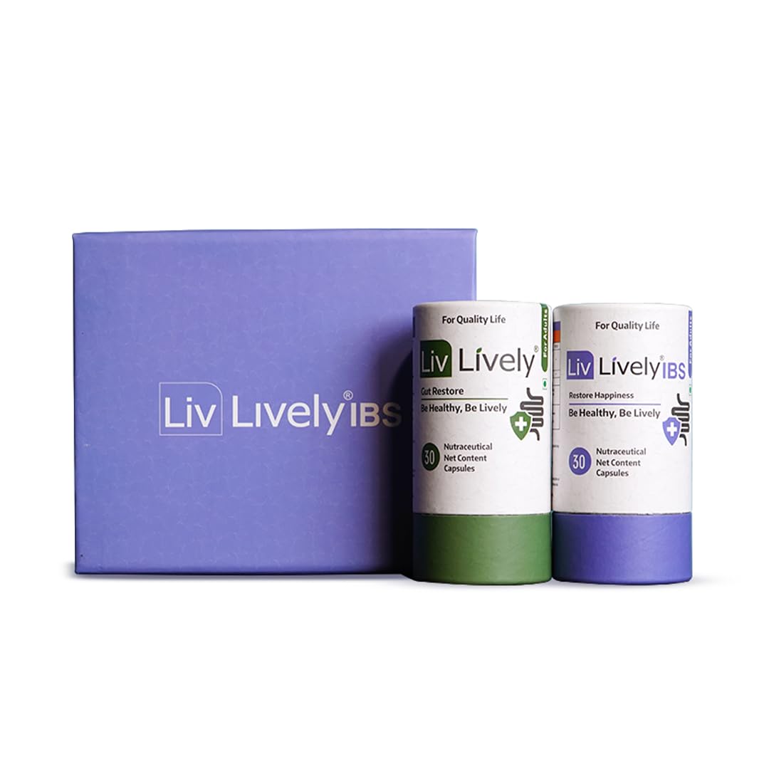 Liv Lively IBS Kit (Gut Restore + IBS), 100% Natural Formula with JPL934 Probiotic Blend, Promotes Gut Health, Digestive and Immune Support, Gluten Free for Women and Men - 60 Veg Capsules-image-48