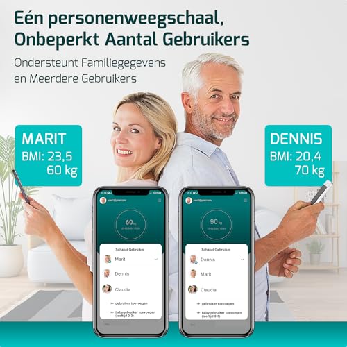 Fitage Slimme Personenweegschaal – LCD, 17 lichaamswaarden - View 2