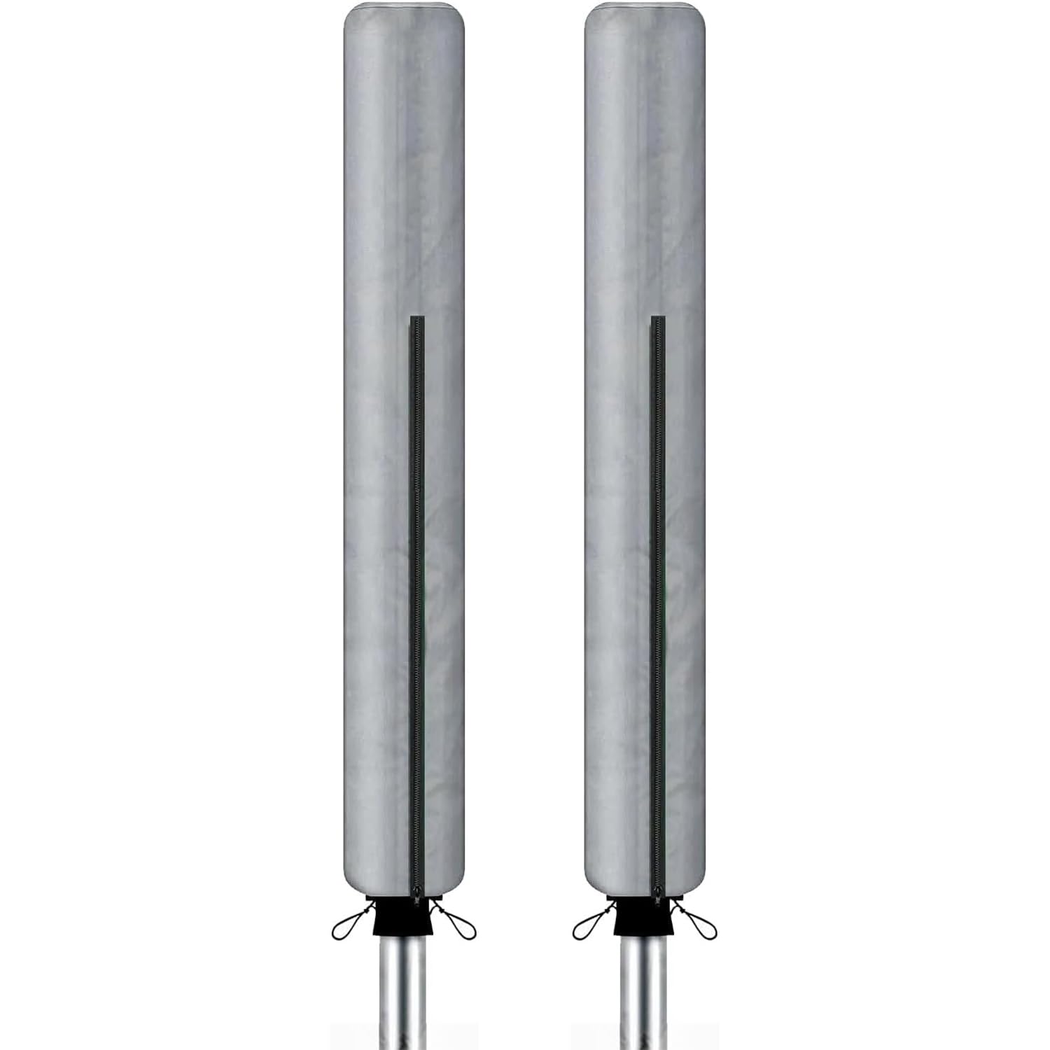 Flatro Silver Pack Of 2 Rotary Washing Line Cover Waterproof Fabric With Zip - Heavy Duty Rotary Clothes Line Cover - Protective Weather Resistant Parasol Covers For Garden Dryer And Airer (Silver)