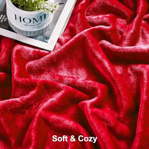 Dreamnine DN-02 Soft Cozy Plush Fleece Throw Blanket 50 Inch X 60", Solid Shag Minky Lightweight Fuzzy Flannel Blanket For Bedroom, Luxury Washable Warm Velvet Blanket For Couch Sofa Pet, Breathable, Red thumb #5