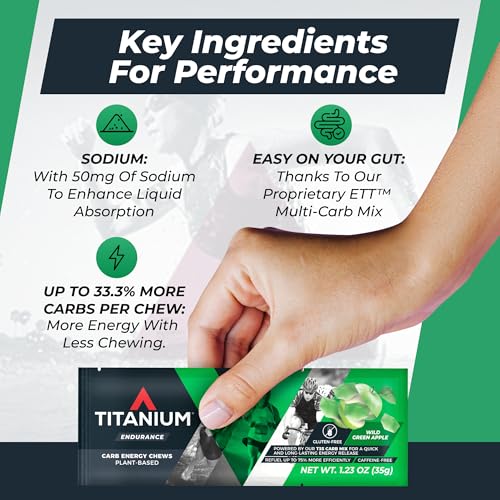 Image of TITANIUM Energy Chews for Running, Cycling - Plant-Based Natural Endurance Energy Gummies to Re Fuel - Energy Supplements - Preworkout Snack Bloks - Faster Than Energy Gels - No Caffeine - 8 Count
