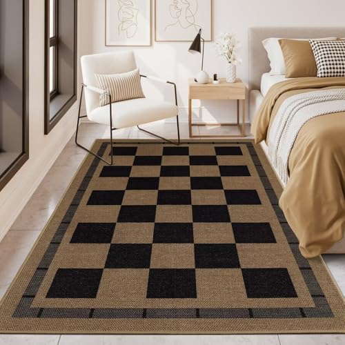 Tapete decorativo jute cuadriculado 3x5 pies miniatura 4