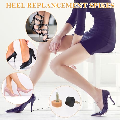 Image of 24 Pairs Heel Caps for High Heels High Heel Tips Replacement High Heel Caps Protectors Heels Tips 7 /8 /9 /10 /11 /12mm Heel Cap Cover Shoe Replacement Dowels Shoe Heel Repair(Black Apricot)