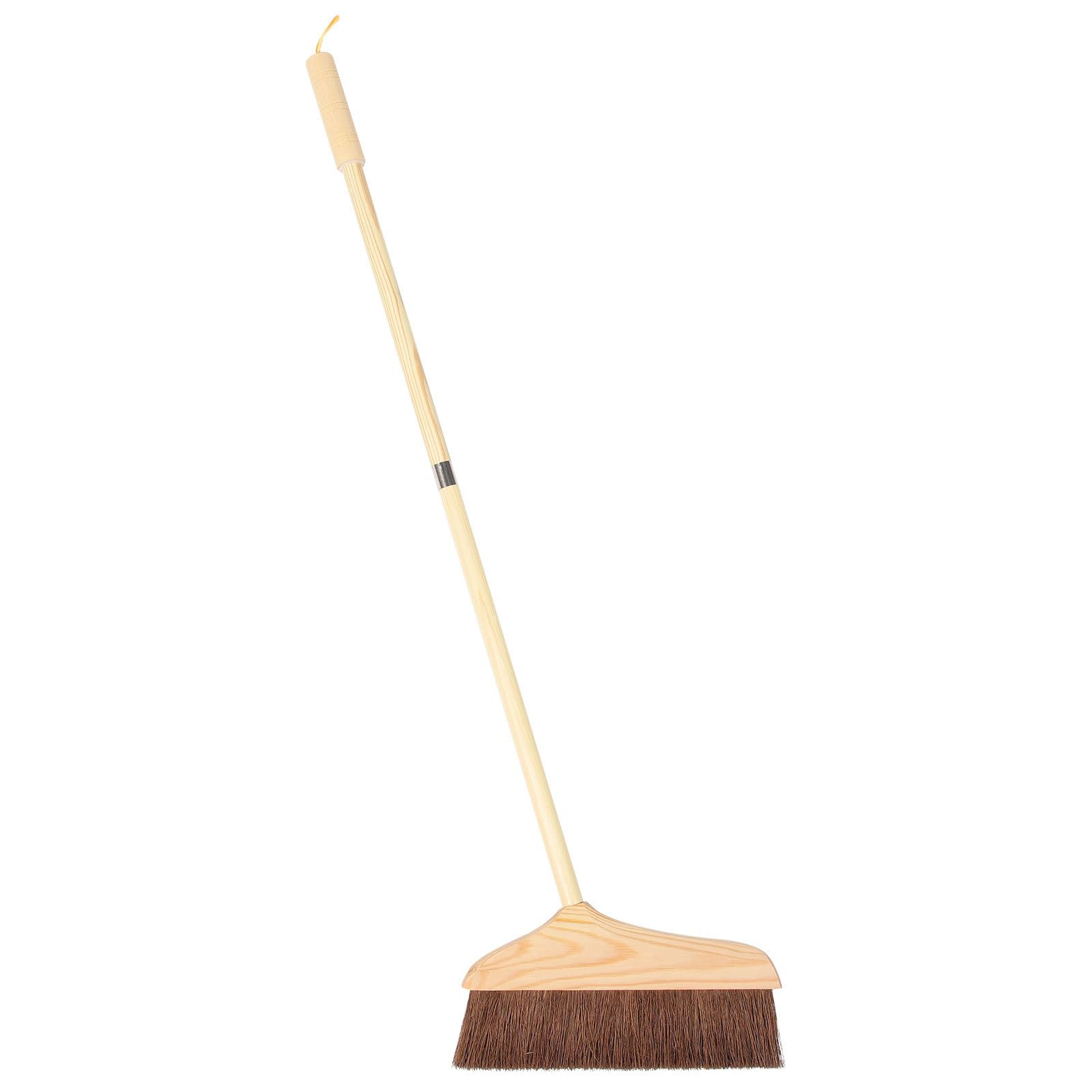 INOOMP Scopa Domestica in Legno Massello Manico e Setole Morbide, Scopa Stabile per Pulizia Pavimenti Casa e Ufficio, Adatta a Legno, Piastrelle e Cemento, Rimozione Peli e Polvere