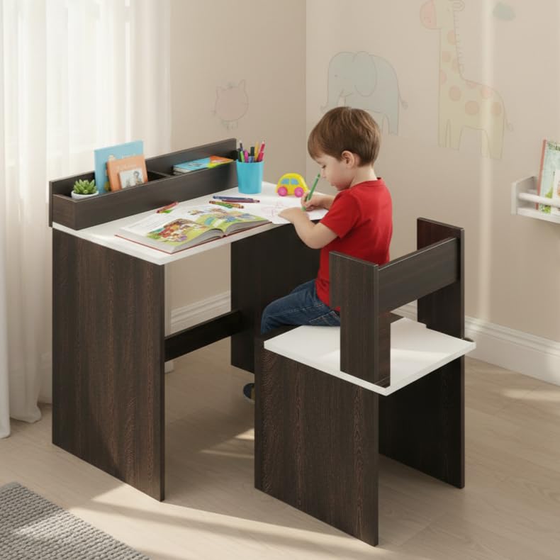 Image of FURNEASER Jasper Medium Size School Desk DIY, Table Chair Set for Kids, (80x40cm)