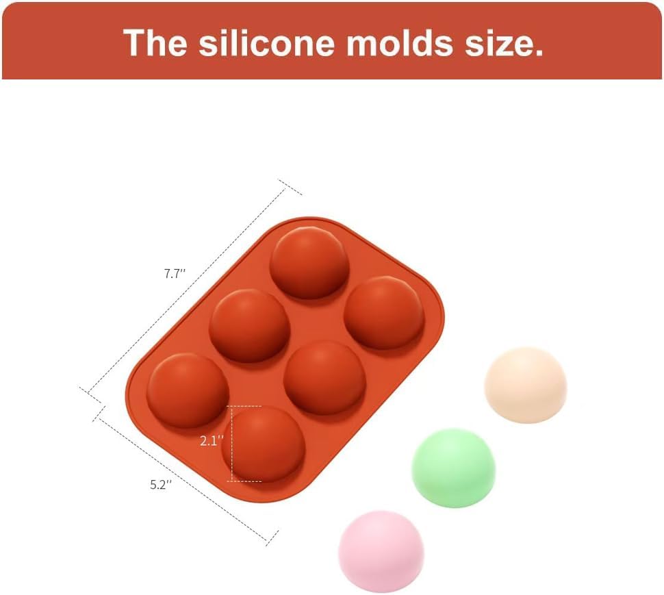 Miniatura 4 de La chat 3 moldes de silicona semicirculares, moldes de silicona para hornear de media esfera para dulces y chocolate, sin BPA y moldes cilíndricos