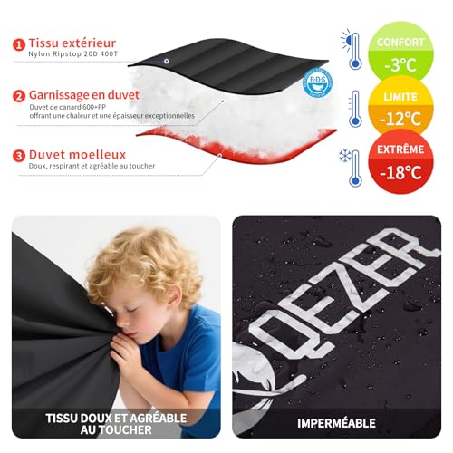 Sac de Couchage en Duvet pour Adultes, Sac de Couchage d'hiver -18 degrés C, Sac de Couchage en Duvet Plus Chaud pour Le Camping et la randonnée Outdoor – Image 3