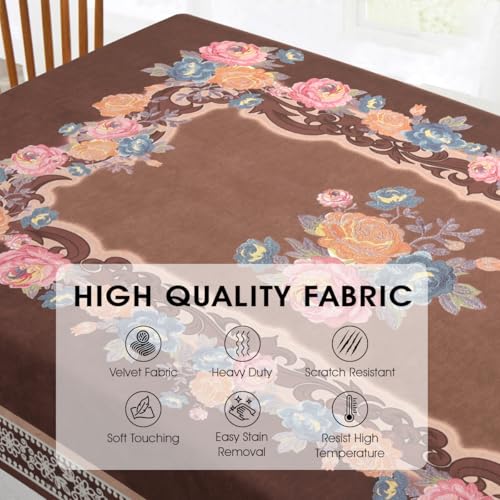 Image of Cloth Fusion Table Cloth for Seater Dining Table, Center Table Cover for Dining, Living Room (Dark Brown, 60X90)
