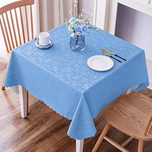 Image of Smiry Square Table Cloth, Waterproof Heavy Duty Vinyl Tablecloths, Wipeable Washable Table Cover for Kitchen and Dining Room (Baby Blue, 54 inch X 54 inch)