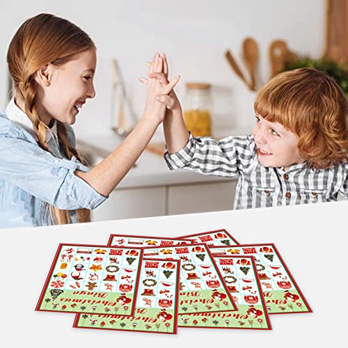 VENTDOUCE Bingo Noël pour Jeux Fête Noël en Grand Groupe pour Enfants 24 Joueu Cartes Bingo Noël pour L'école Salle Classe Famille Faveurs Fournitures Fête Noël – Image 6