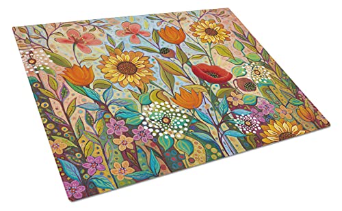 Tabla de Cortar de Vidrio Temperado Large Joy in the Morning Flowers de Caroline's Treasures miniatura 1